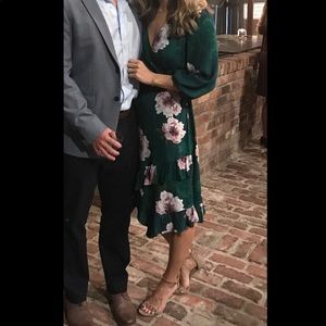 EUC Green floral print dress